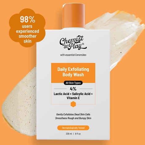 Chemist at Play Exfoliating Body Wash | Salicylic Acid, Vitamin E & Lactic Acid | Softens Skin (236 ml)