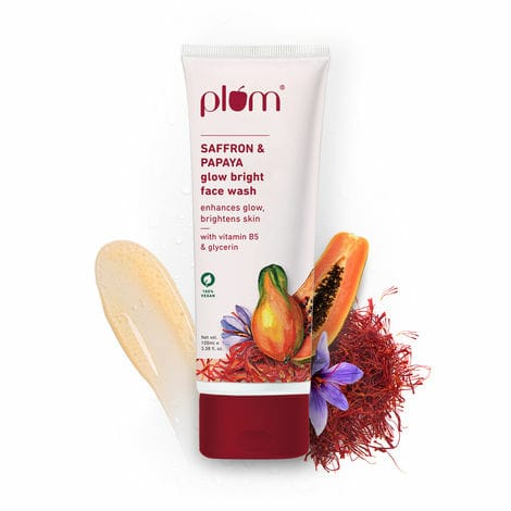 Plum Saffron & Papaya Glow Bright Gel Face Wash For Daily Use, Fights Dull Skin, Gentle & Non-Drying 100 ml