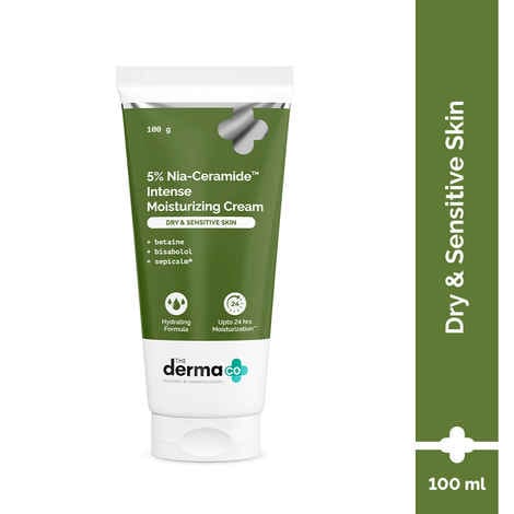 The Derma co. 5% Nia-Ceramide Intense Moisturizing Cream | 5% Niacinamide & Ceramide | 24hrs.Moisturization | Betaine, Bisabolol & Sepicalm | Moisturizer for Dry & Sensitive Skin-100 gm