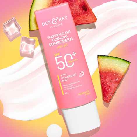 Dot & Key Watermelon Cooling Sunscreen SPF 50 PA++++ for Moisturized Skin, No White Cast, Boosts Vitamin D Absorption & Quick Absorbing - 80 gm