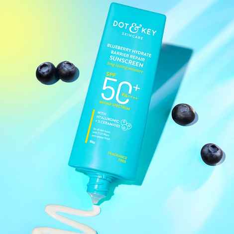 Dot & Key Blueberry Hydrate Barrier Repair Sunscreen SPF 50+, PA++++ - With Hyaluronic & 5 Ceramides | Face Sunscreen All Skin Types with 7 UV Filters | 80 gm