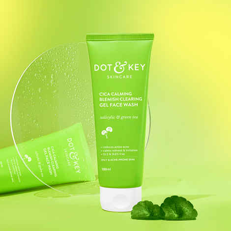 Dot & Key CICA Calming Blemish Clearing Face Wash with Salicylic Acid & Green Tea | Face Wash for Oily, Acne Prone Skin | Acne Clearing Sulphate Free Face Wash for Men & Women | 100 ml