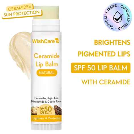 WishCare Ceramide Lip Balm with SPF50 PA+++ - Kojic Acid & Niacinamide - For Brightens & Protects 5 gm