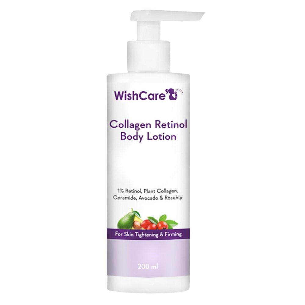 WishCare Collagen Retinol Body Lotion - 1% Retinol, Plant Collagen, Ceramide, Avocado & Rosehip - 200 ml