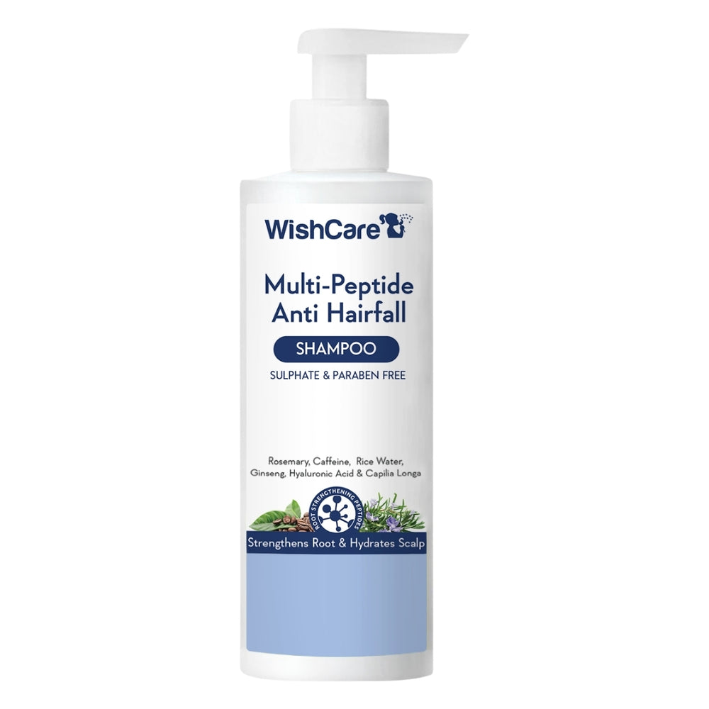 WishCare Multi Peptide Anti Hairfall Shampoo - Rice Water, Rosemary, Capilia Longa, Hyaluronic Acid & Caffeine - 250 ml