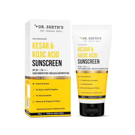 Dr. Sheth's Kesar & Kojic Acid Sunscreen | Spf 50+ Pa++++ | 50 gm