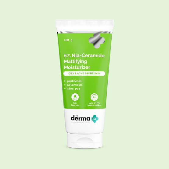 The Derma Co.5% Nia-Ceramide Mattifying Moisturizer| 5% Niacinamide,2% Ceramide | 24 hrs. Moisture| Oil-Free |Panthenol,Allantoin & Zinc PCA | Oily, Acne Skin-100 gm