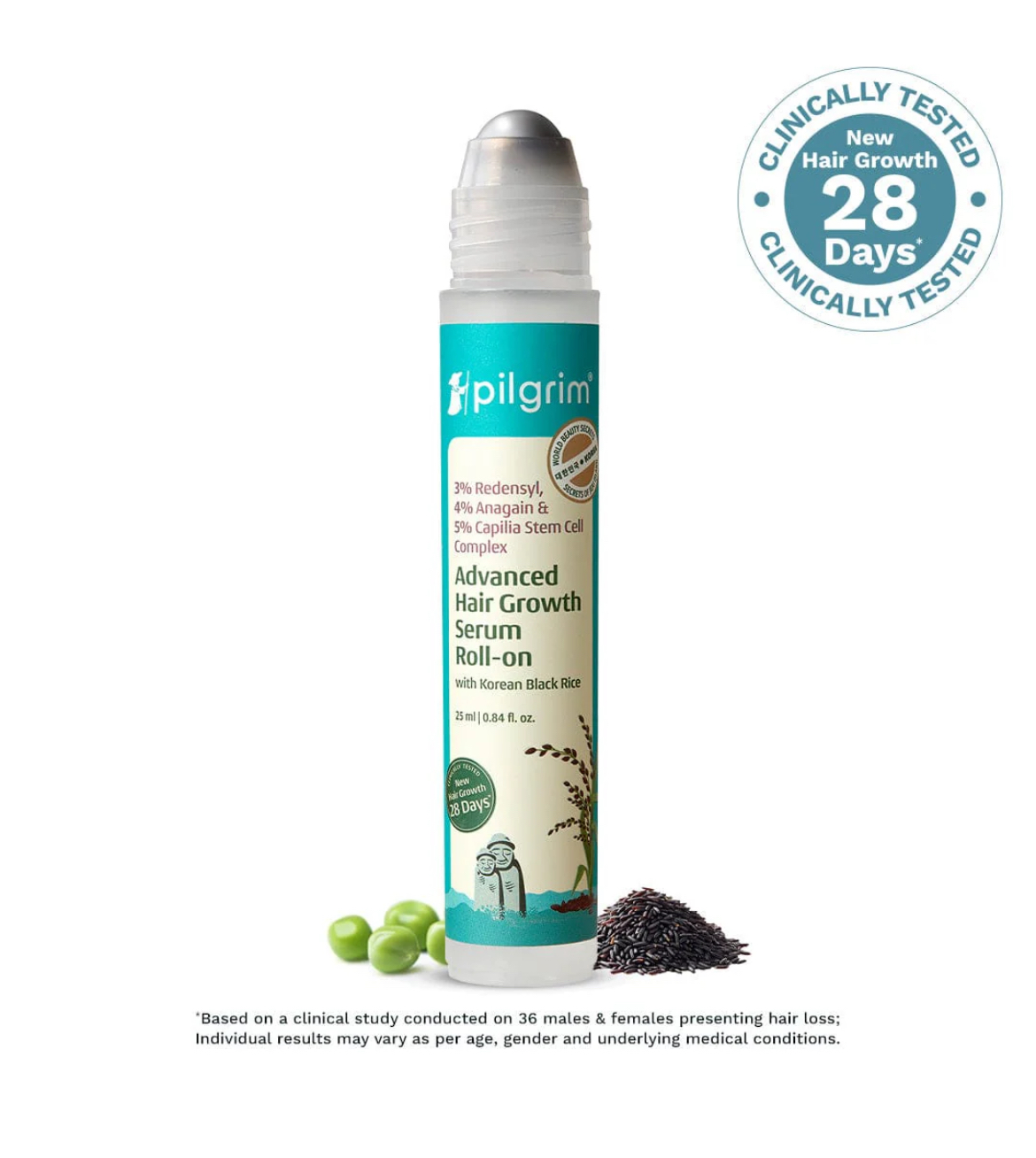 Pilgrim 3% Redensyl, 4% Anagain & 5% Capilia Stem Cell Complex Advanced Hair Growth Serum Roll-On
