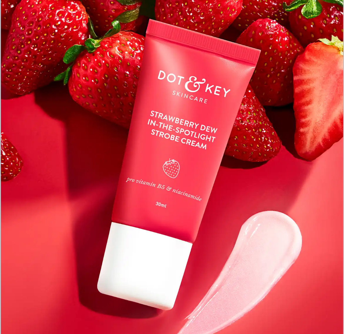 Dot & Key Strawberry Dew In-the-Spotlight Strobe Cream with PEARL PINK| Skin Radiance Moisturizer & Highlighter for Face | For Dewy Glazed Instant Glow & Boosts Hydration - 30 ml
